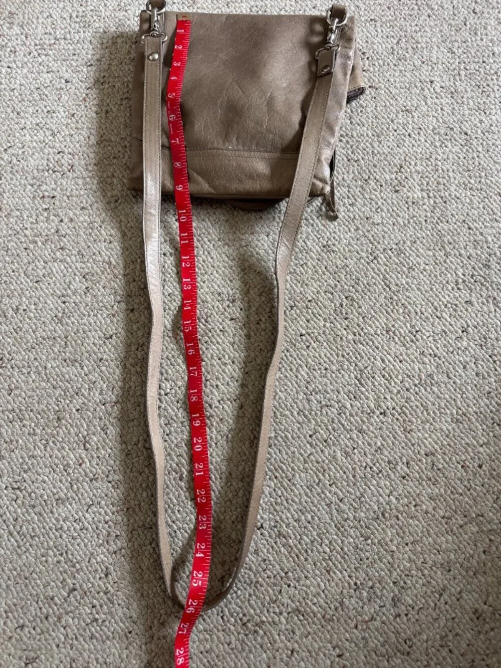 Garnet Hill Leather Foldover bag Crossbody Beige Taupe Neutral